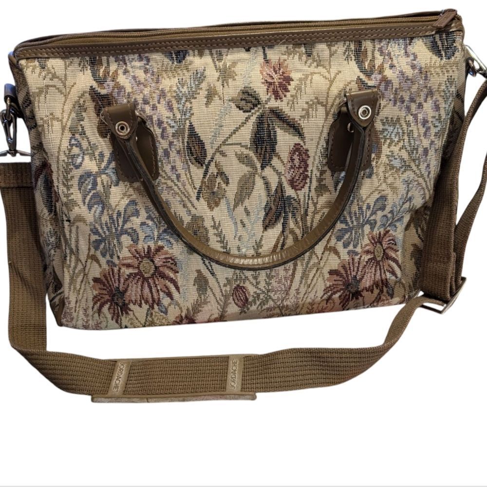 Vintage 90s Jordache Floral Tapestry Zip‎ Shoulder Strap Duffel Travel Bag Boho - Picture 4 of 4